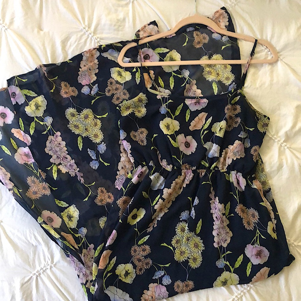 Forever 21 Navy Blue Floral Maxi Dress Size Small